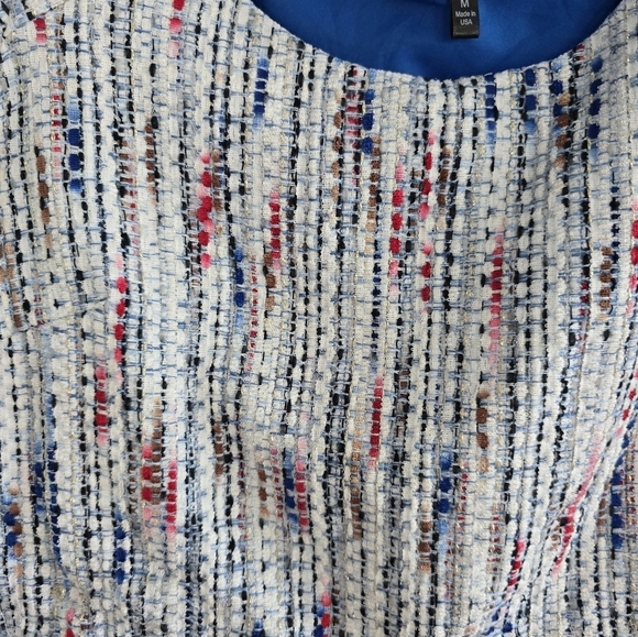 Drew By Anthropologie Tweed Fringe Top Womens Sz M White Pink Sleveless … - Picture 9 of 13